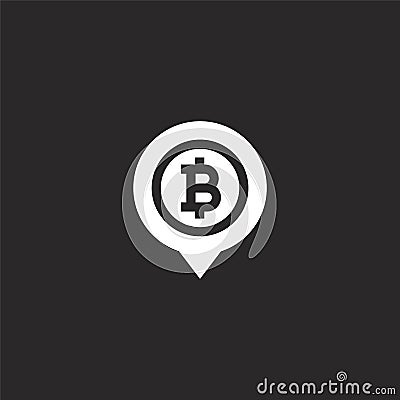 pin icon. Filled pin icon for website design and mobile, app development. pin icon from filled bitcoin collection isolated on Vector Illustration