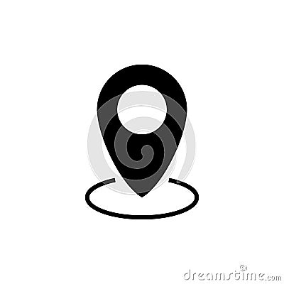 Pin icon isolated on white background. Location icon. Map pointer icon. Point. Locator. Address Vector Illustration