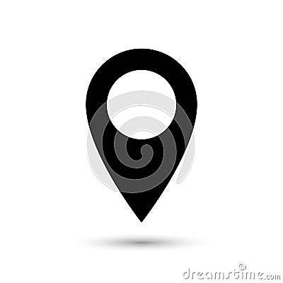 Pin icon. Location map. Pointer vector. Gps navigation. Mark pinpoint. Marker rounded point arrow. Position here sign. Place desti Vector Illustration