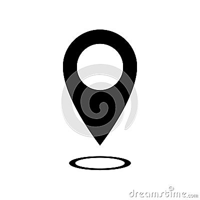 Pin icon. Location map. Pointer vector. Gps points navigation. Mark pinpoint. Marker rounded point arrow. Position here pins sign. Vector Illustration