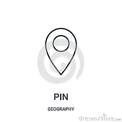 pin icon vector from geography collection. Thin line pin outline icon vector illustration Vector Illustration