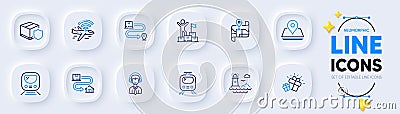 Pin, Lighthouse and Delivery service line icons for web app. Pictogram icon. Vector Vector Illustration