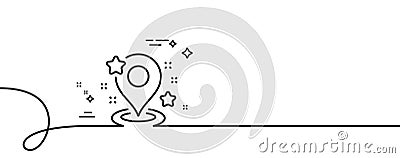 Pin line icon. Map place marker sign. Continuous line with curl. Vector Vector Illustration