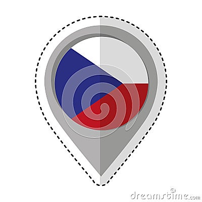 Pin location Czech Republic flag icon Vector Illustration