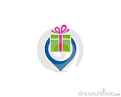 Pin Location Gift Icon Logo Design Element Vector Illustration