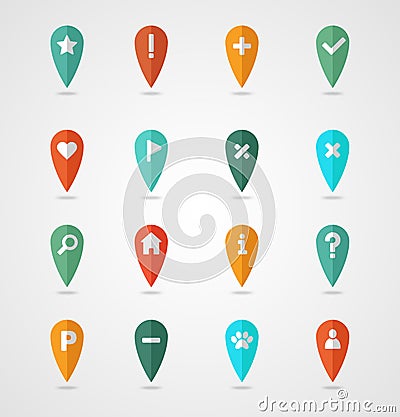 Pin map icon set. Map pointer. Map markers Vector Illustration