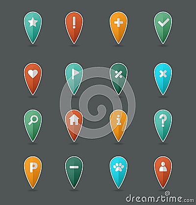Pin map icon set. Map pointer. Map markers Vector Illustration
