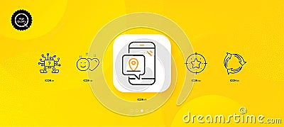 Pin marker, Star target and Recycle minimal line icons. For web application, printing. Vector Vector Illustration