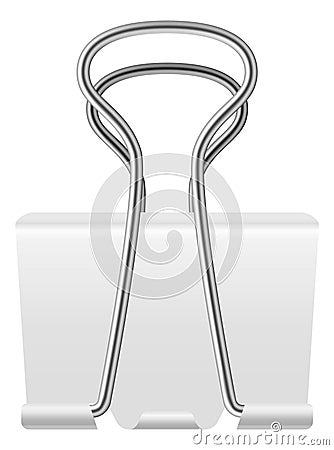 Pin paper clip. Realistic white steel binder. Stationery for documents binding and pages fastenings, metal clamp, metallic file Vector Illustration