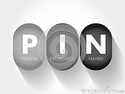 PIN Personal Identification Number - passcode used in the process of authenticating a user accessing a system, acronym concept Stock Photo