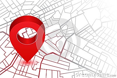 Pin in showing location on gps navigator map. Vector illustration Vector Illustration