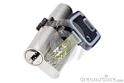 Pin-tumbler lock with the key Stock Photo