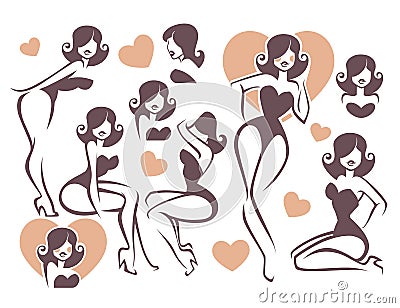 Pin up collection Vector Illustration