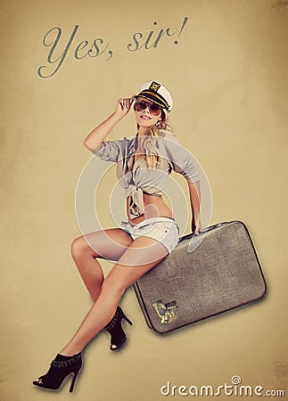 Pin Up Girl on Brief Stock Photo