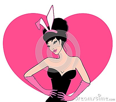 Pin-up girl-bunny Vector Illustration