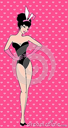 Pin-up girl-bunny Vector Illustration