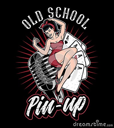 Pin up girl on the microphone Editorial Stock Photo