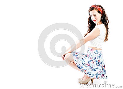 Pin up girl style, young woman posing Stock Photo