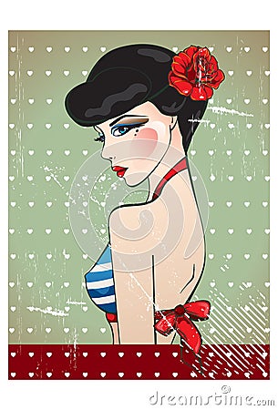 Pin-Up Model Cartoon Illustration