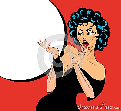 Pin up vintage anguished woman Illustration woman talking Stock Photo