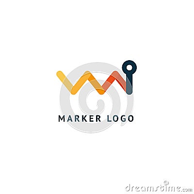 Pin vector icon. Vector flat style illustration location marker logotype design. Target logo template. Logo concept of navigator, Stock Photo