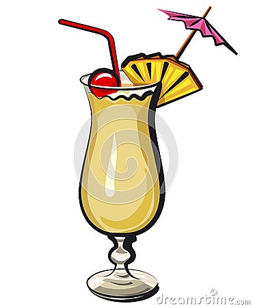 Pina colada cocktail Vector Illustration