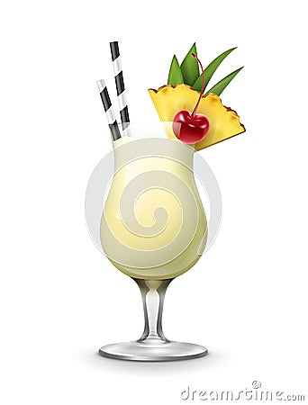 Pina Colada cocktail Vector Illustration
