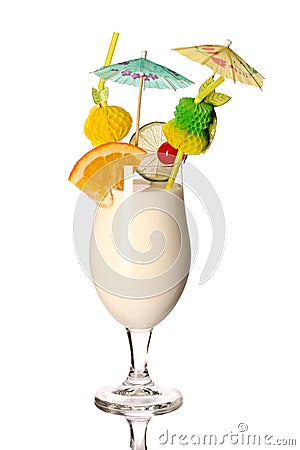 Pina colada fresh Coctail isolated on white Stock Photo