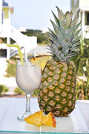 Pina Colada with Pineapple Stock Photo