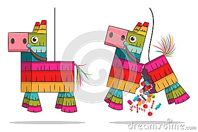 Pinata horse, donkey vector cartoon illustration Vector Illustration