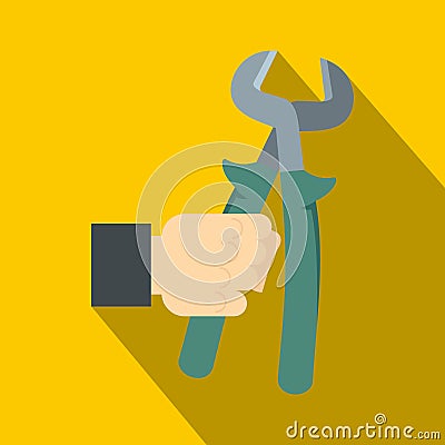 Pincer or plier in man hand icon, flat style Vector Illustration