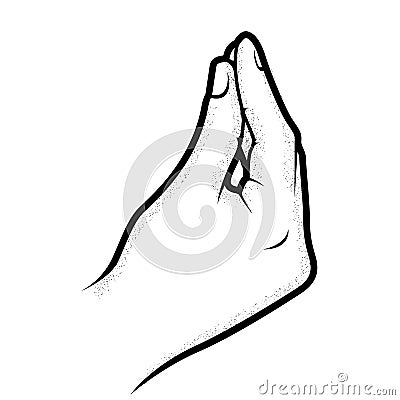 Pinched fingers, Italian hand gesture bellissimo, tasty food and distrust sign, finger purse hand gesture Vector Illustration