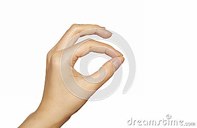 Pinching hand isolated Stock Photo