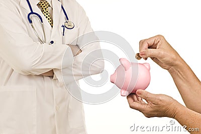 Pinching Pennies For Healthcare Stock Photo