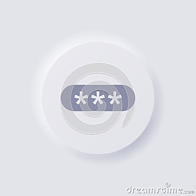 Pincode field box or Password field box, Icon, White Neumorphism soft UI Design. Vector Illustration