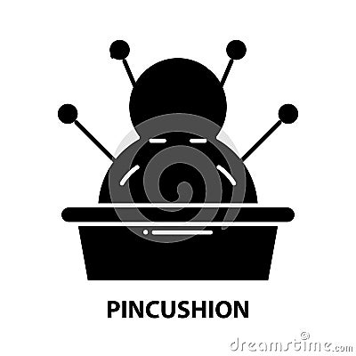 pincushion icon, black vector sign with editable strokes, concept illustration Cartoon Illustration