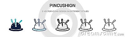 Pincushion icon in filled, thin line, outline and stroke style. Vector illustration of two colored and black pincushion vector Vector Illustration