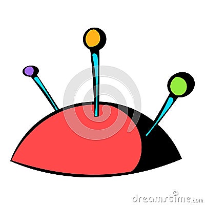 Pincushion with pins icon, icon cartoon Vector Illustration