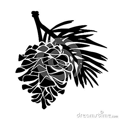 Pine cone. Vector black silhouette. Vector Illustration