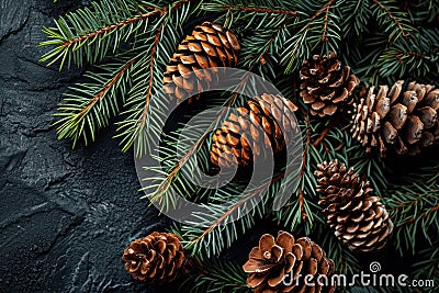 pine cones on a branch Stock Photo