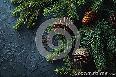 pine cones and pinecones on a branch Stock Photo