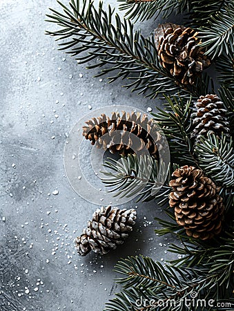 pine cones and pinecones on a branch Stock Photo