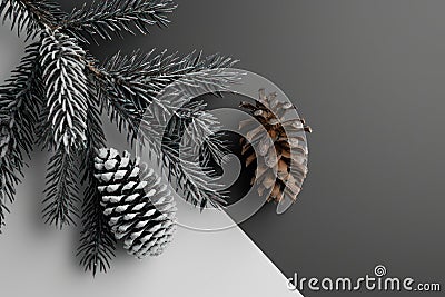 pine cones and pinecones on a branch Stock Photo