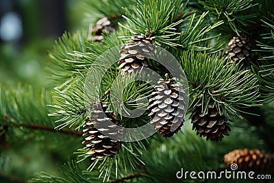 pine cones on a tree Stock Photo