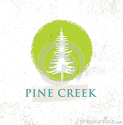 Pine Creek Eco Yoga Retreat Rough Sign Concept On Rough Background Vector Illustration