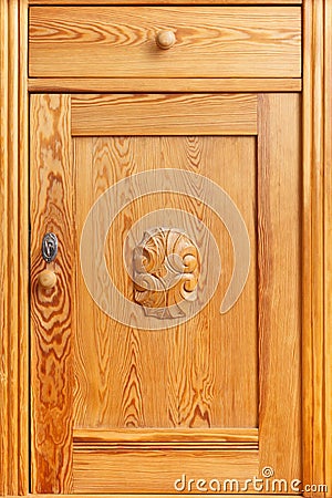 Pine drawer door wooden ornament Stock Photo