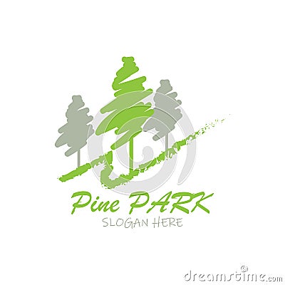 Pine park logo design for golf place Vector Illustration