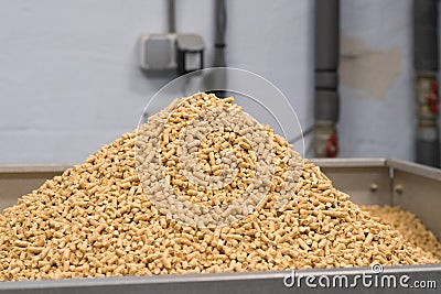 Pine sawdust Heating pellets Stock Photo