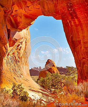 Pine Tree Arch Devils Garden Arches National Park Moab Utah Stock Photo