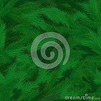 Pine Tree Branches with Needles Seamless Pattern Vector Illustration